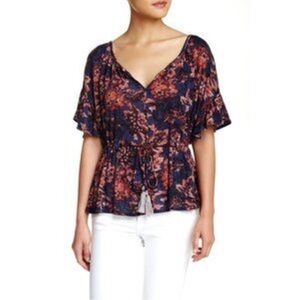 Free people riverbend ruffle sleeve blouse top